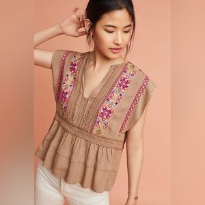 Anthropologie Bl-Nk London Taupe SEDONA blouse